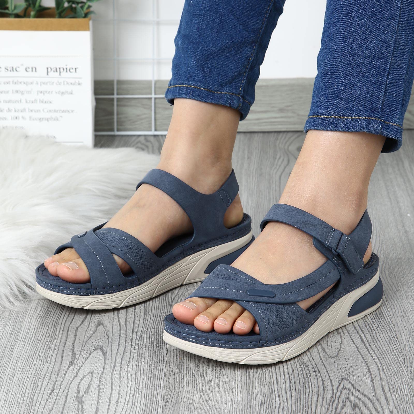 Women's Casual Thick Sole Velcro Sandals