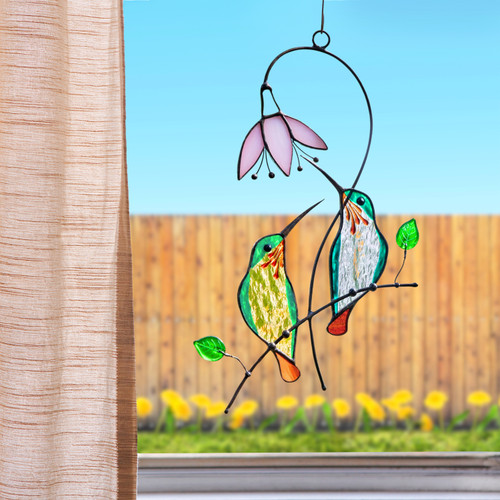 Hummingbird Stained Glass Window Hangings