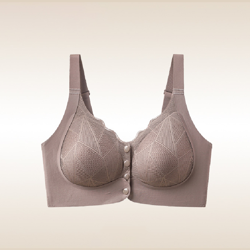 Front Button Adjustable Push-Up Fixed Cup Bra