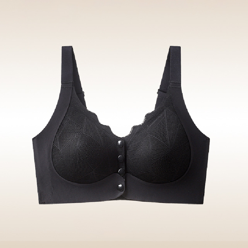 Front Button Adjustable Push-Up Fixed Cup Bra