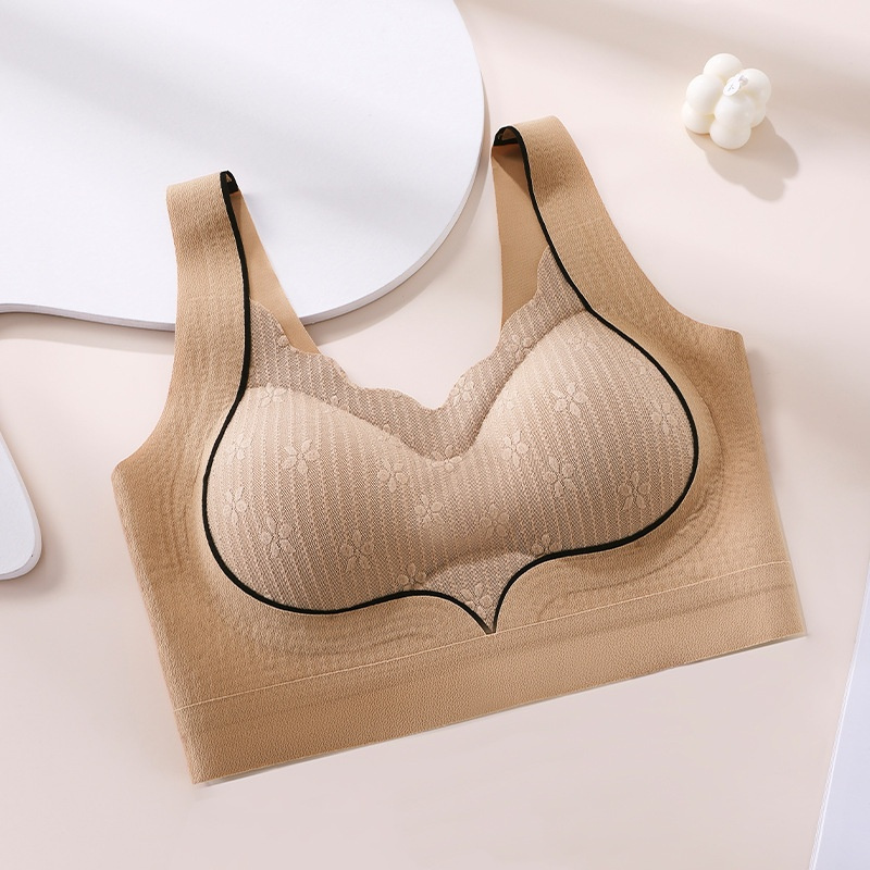 Woman Plus Size No Steel Ring Traceless Gather Lace Fixed Cup Bra Underwear
