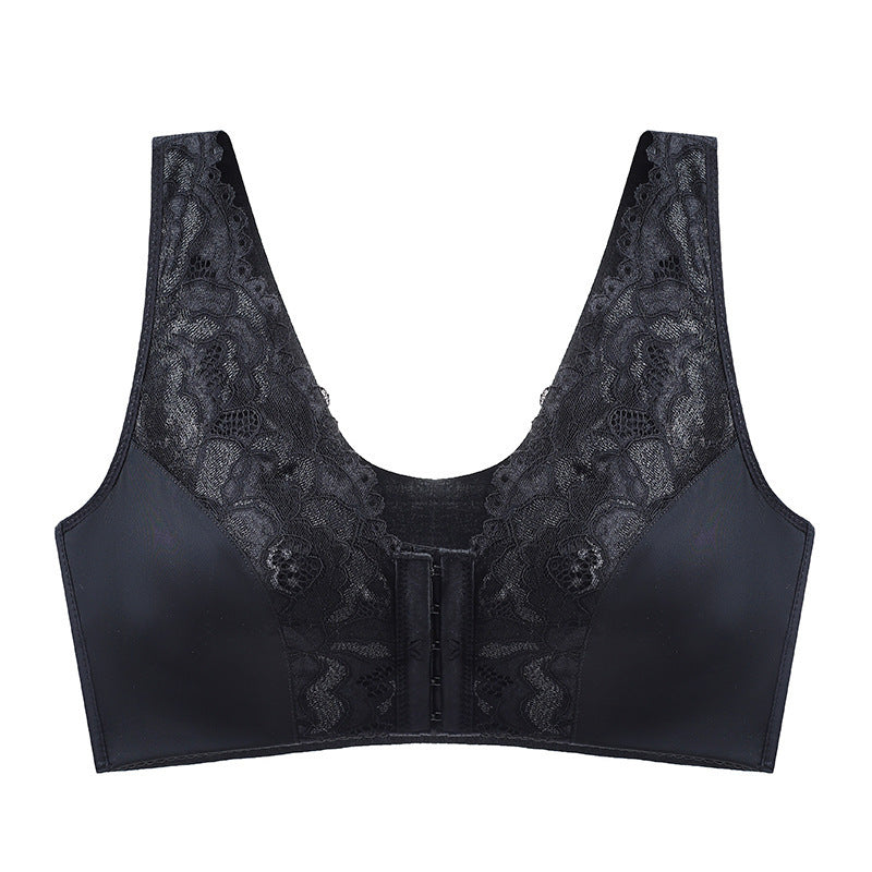 Large size lace push-up breathable ultra-thin front button bra
