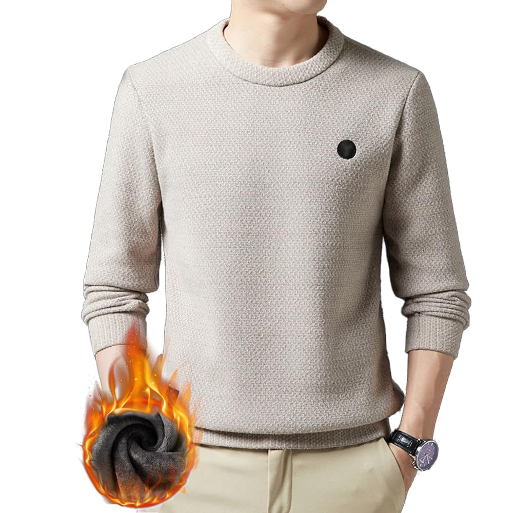Men's Warm Cozy Lined Solid Color Premium Sweater