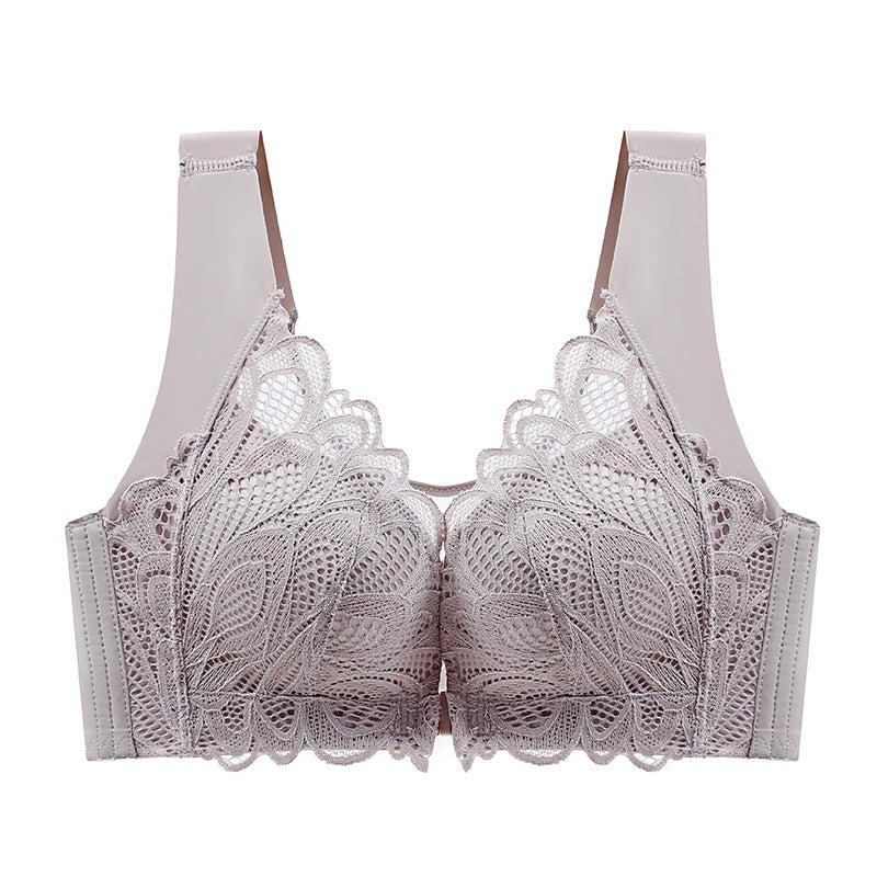 Lace backless seamless front button bra