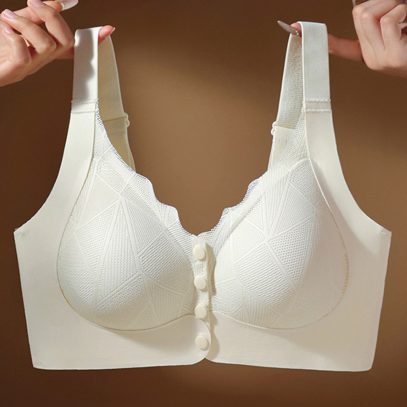 Front Button Adjustable Push-Up Fixed Cup Bra