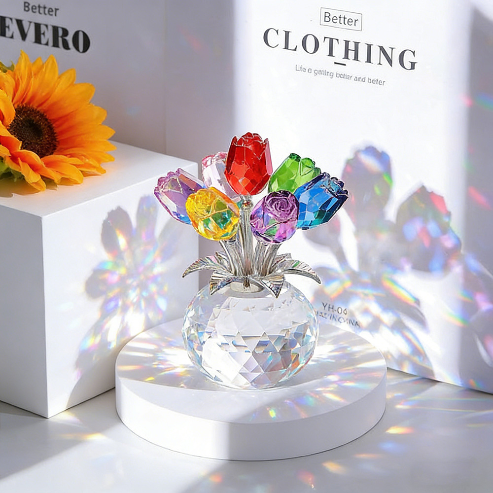 Eternal Bloom · Crystal Colorful Rose Flower Collectible Figurine
