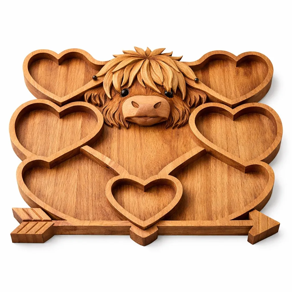 Highland Cow Wooden Charcuterie Board