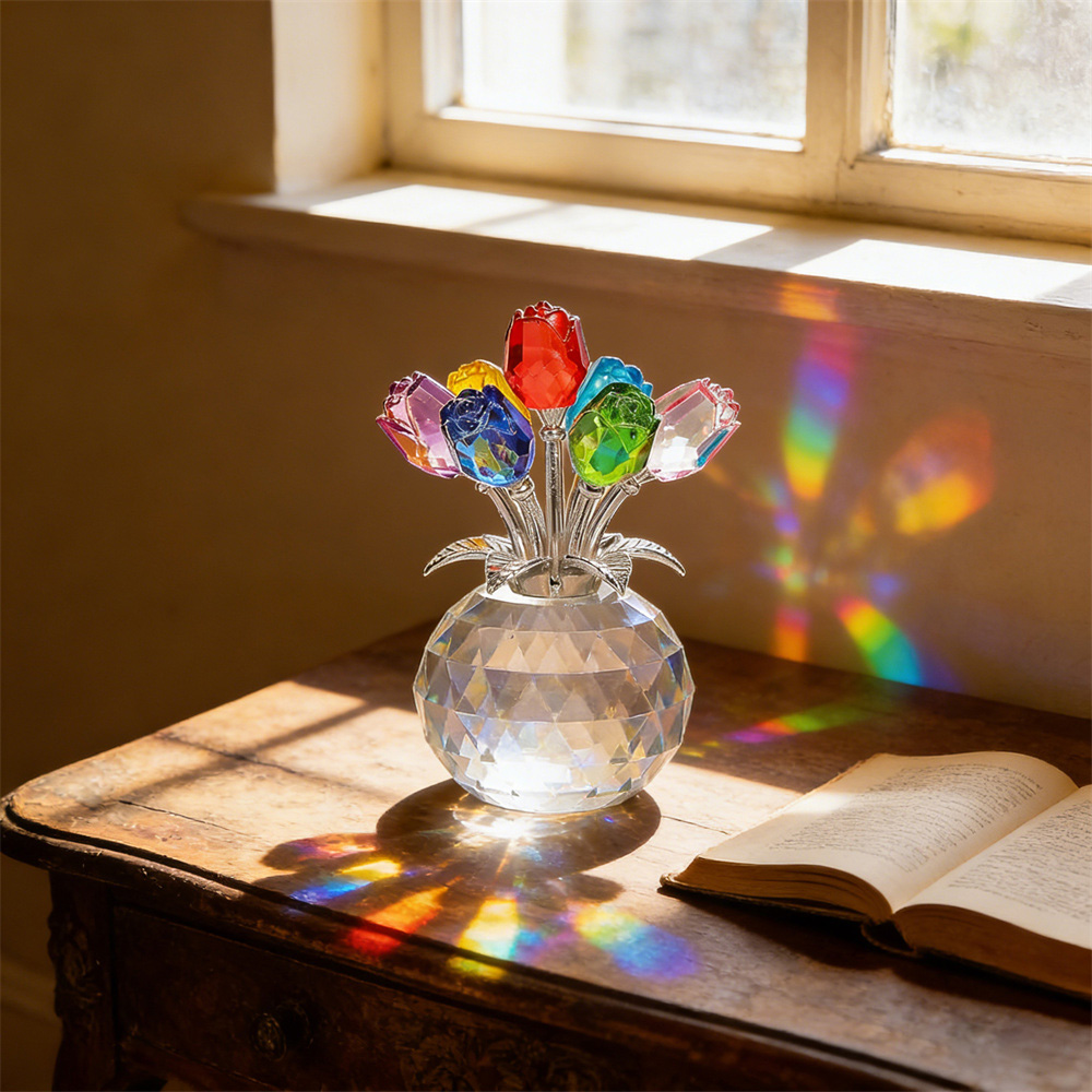 Eternal Bloom · Crystal Colorful Rose Flower Collectible Figurine