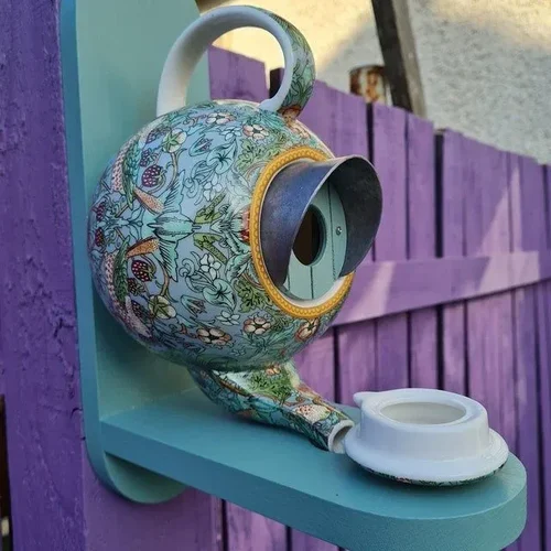 Teal Teapot Bird House