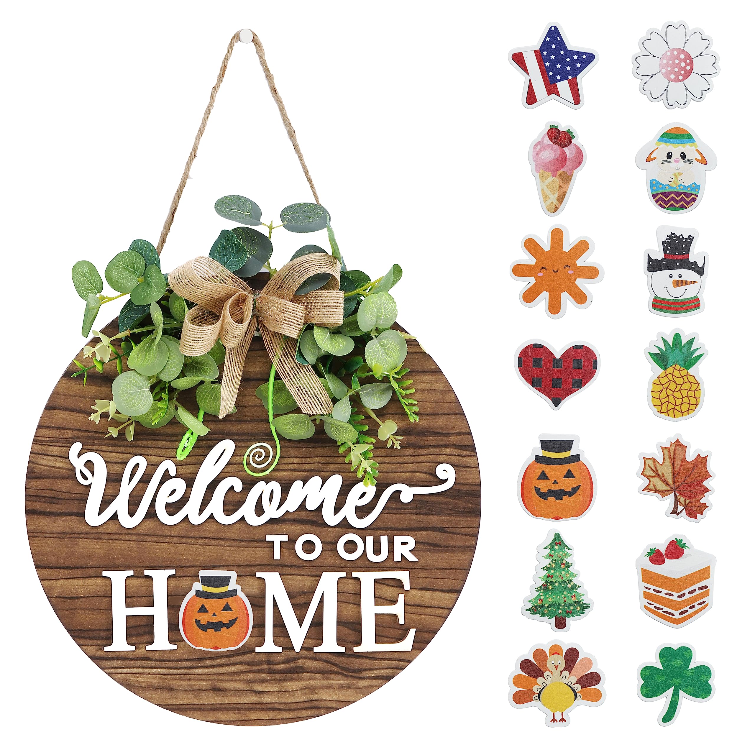Interchangeable Seasonal Welcome Sign Front Door Decoration