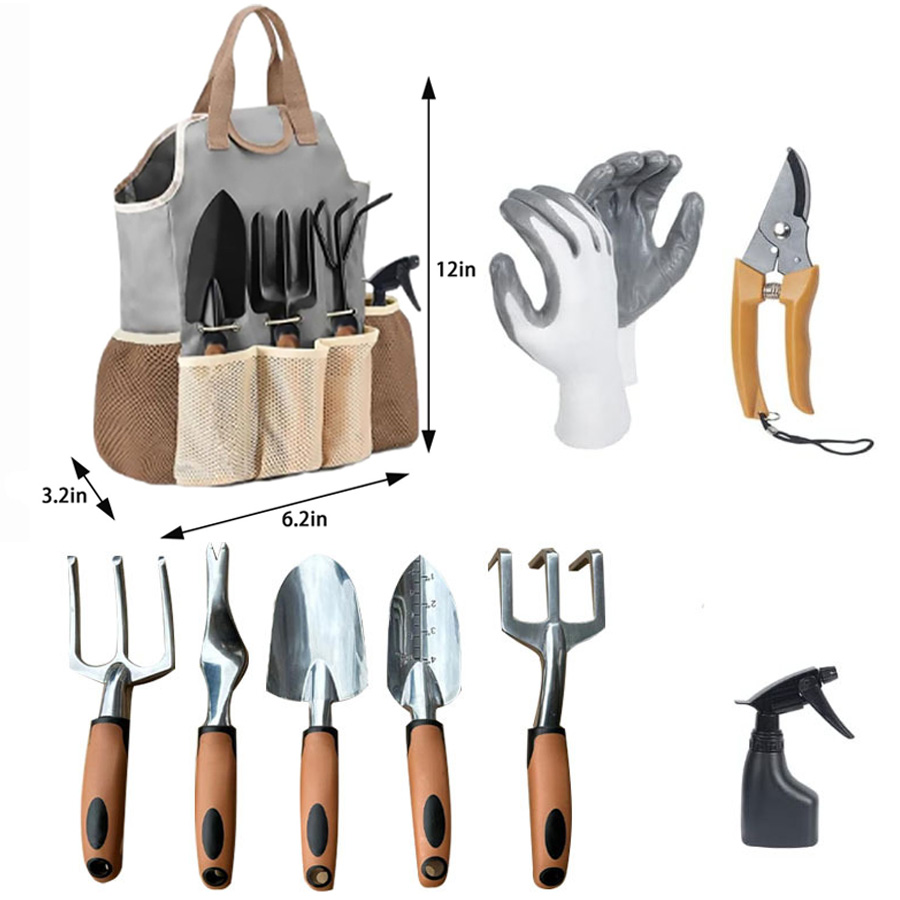 9 Pcs Stainless Steel Gardening Tools