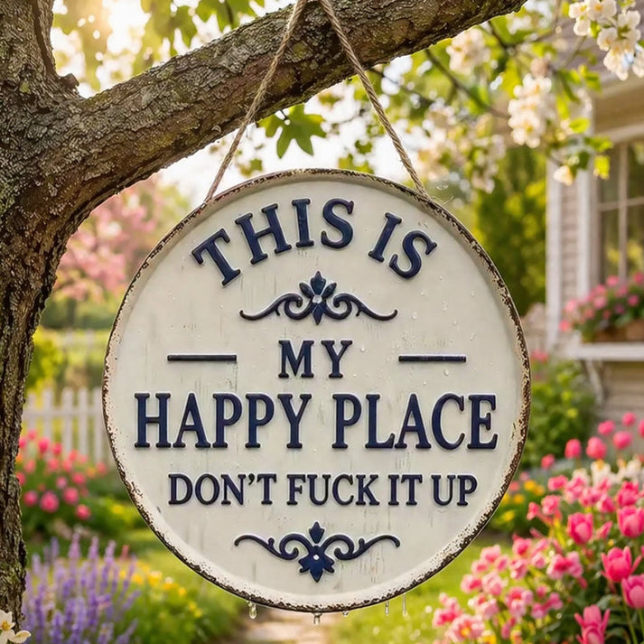 ✨Happy Place – Retro Statement Metal Sign