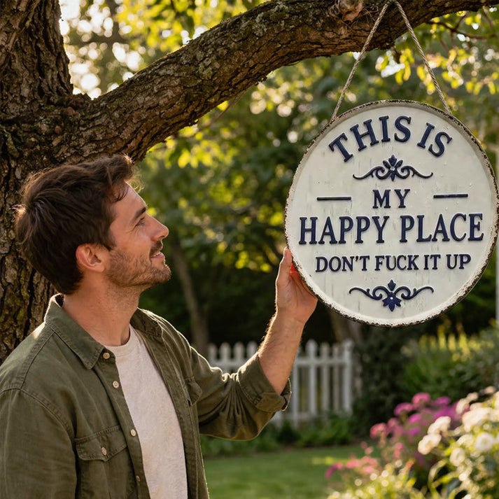 ✨Happy Place – Retro Statement Metal Sign