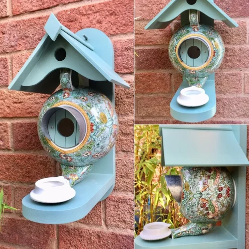 Teal Teapot Bird House