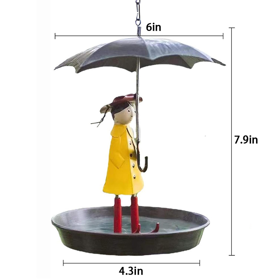 Hanging Umbrella Girl Bird Feeder Garden Decor