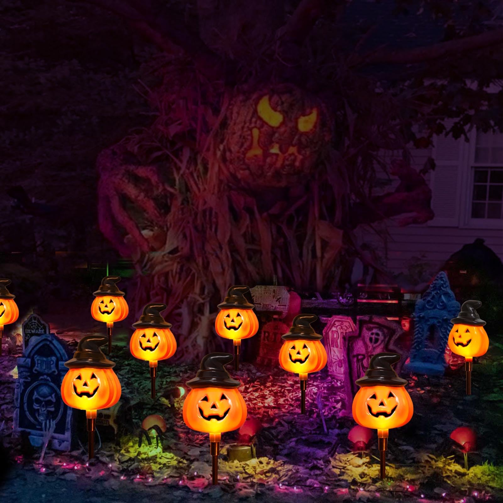 6 Pack Halloween Pumpkin Pathway Solar Lights