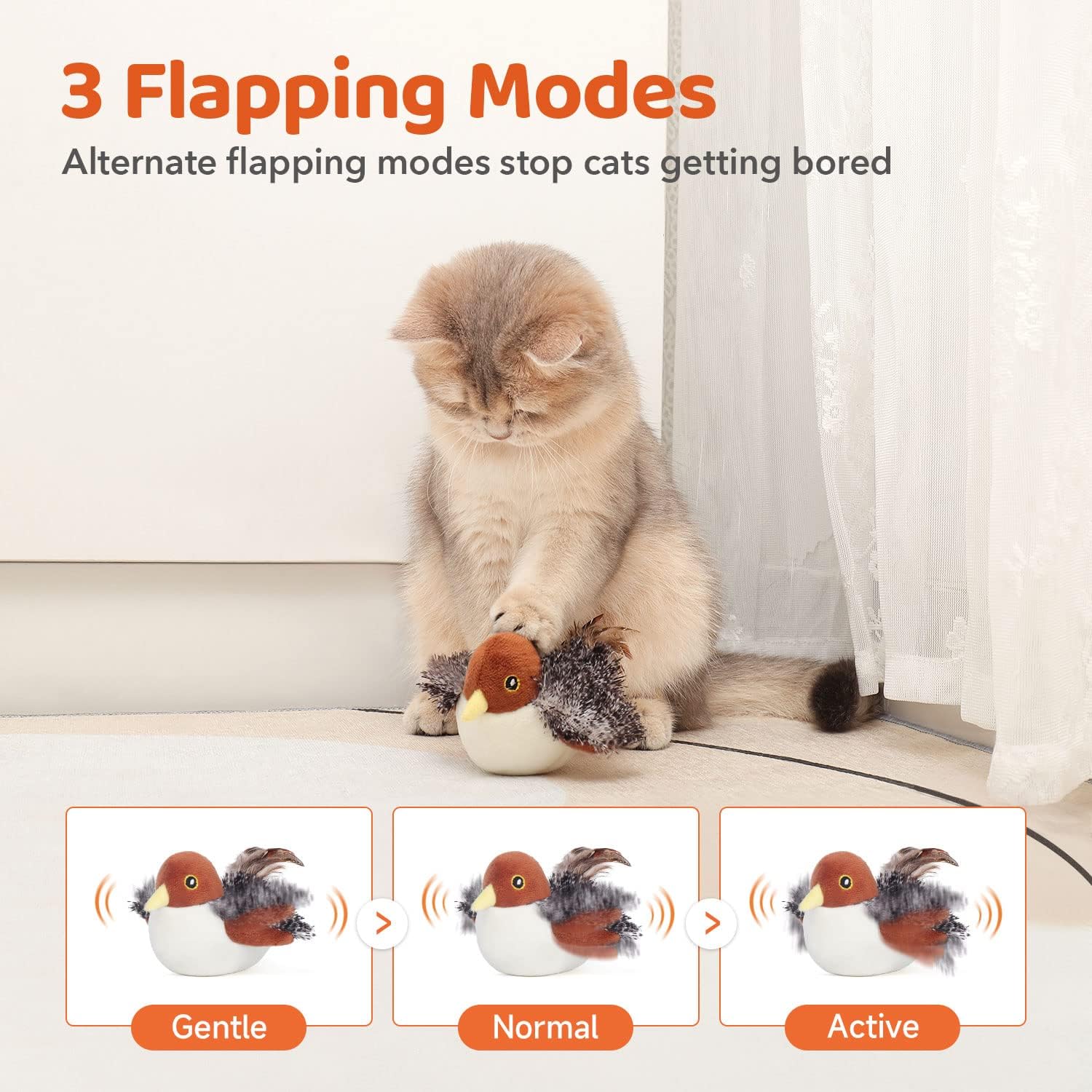Cat Toys Rechargeable Flapping Bird Sparrow