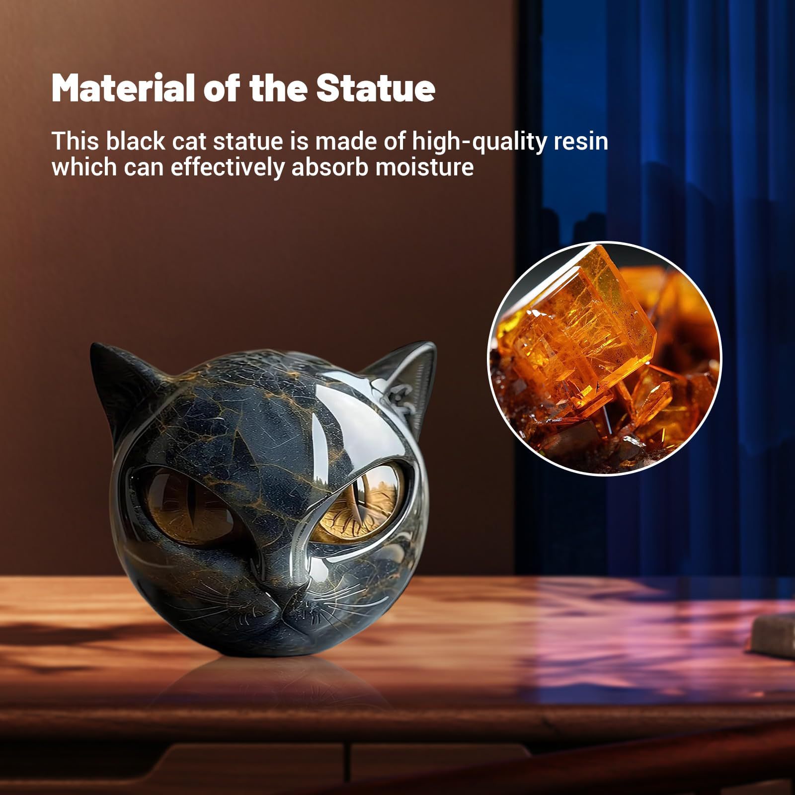 Luxury Black Cat Stone Sculpture – Elegant Home Décor & Gift-Ready Art Piece