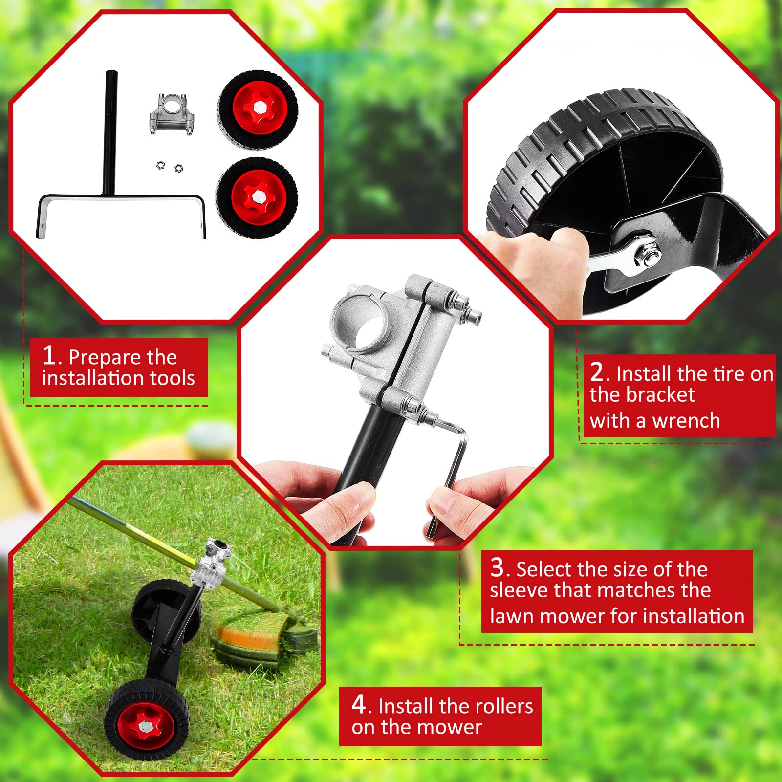 Weed Trimmer Adjustable Support Wheels