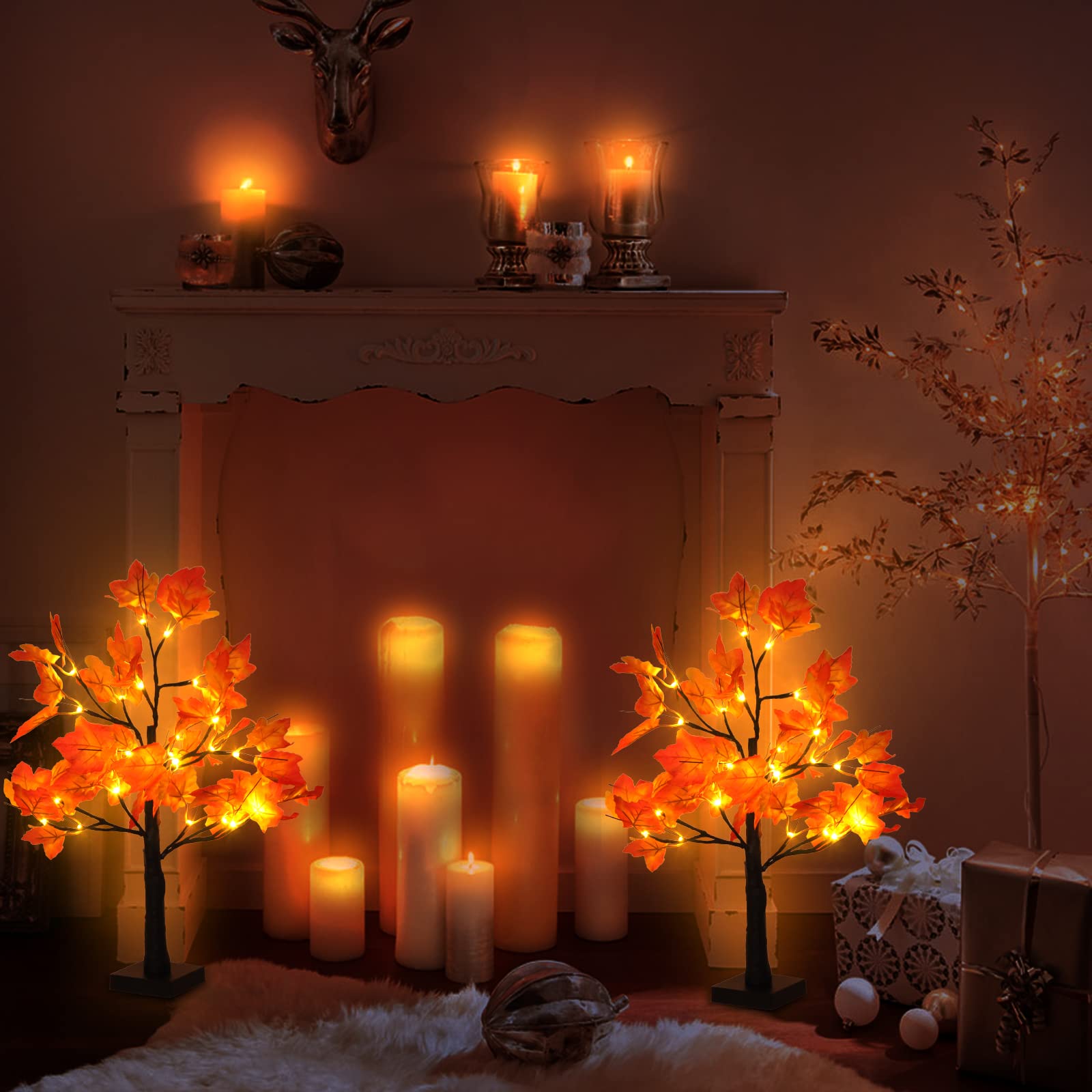 Fall Maple Leaf Tree Home Decor with Lights