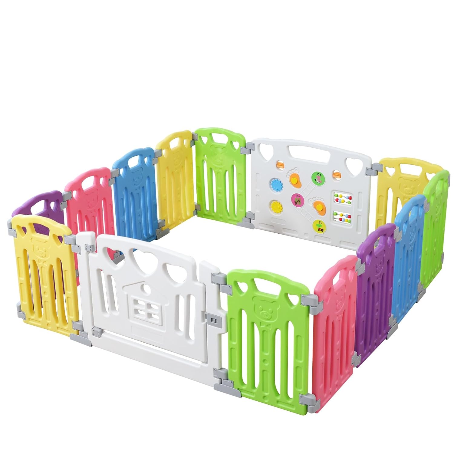 Gupamiga Baby Playpen Kids Activity Centre Safety Play Yard Home Indoor Outdoor New Pen (Multicolour, Classic Set 14 Panel)