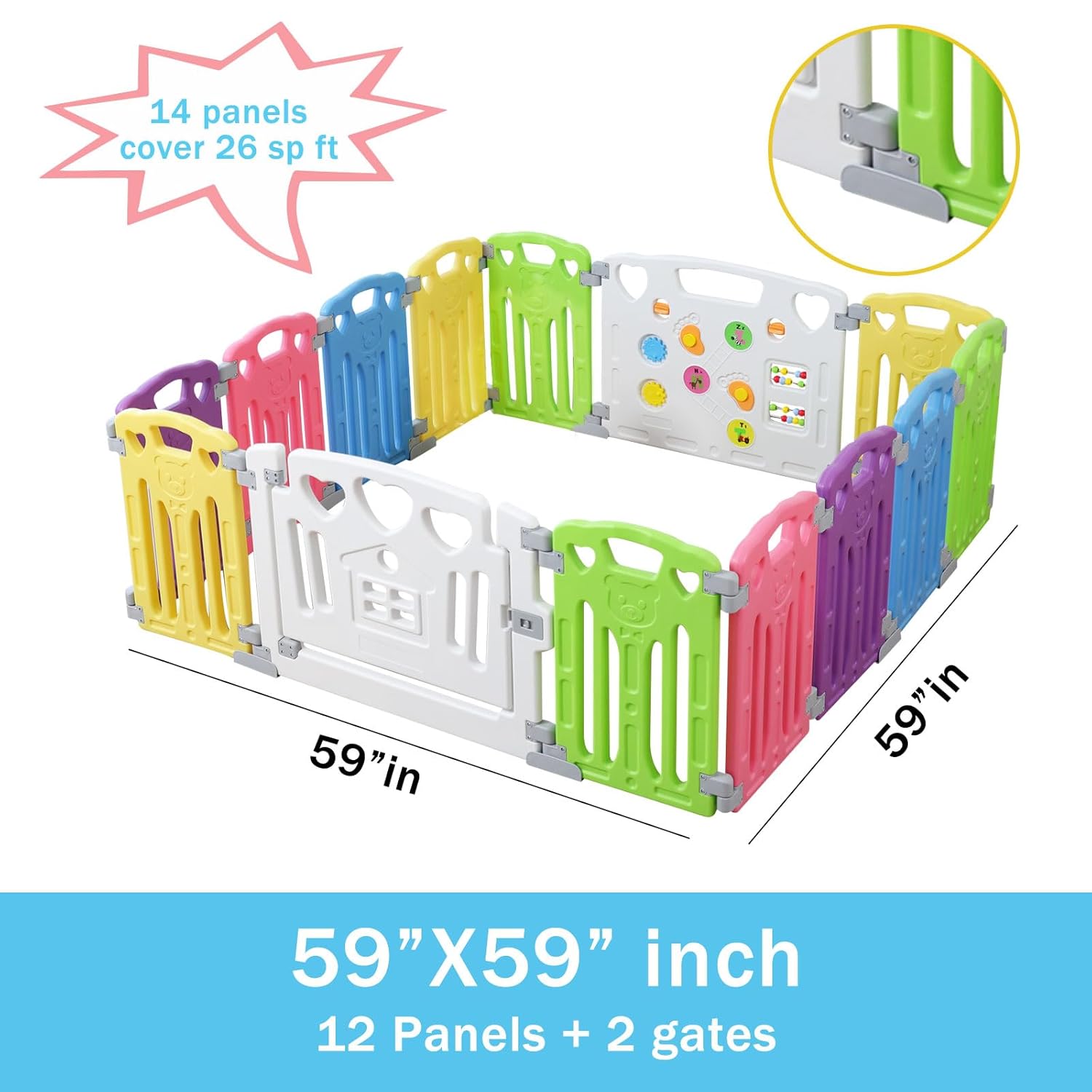 Gupamiga Baby Playpen Kids Activity Centre Safety Play Yard Home Indoor Outdoor New Pen (Multicolour, Classic Set 14 Panel)