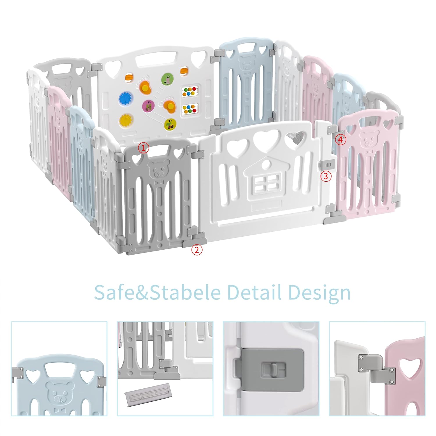 Baby Playpen Kids Activity Centre Safety Play Yard Home Indoor Outdoor New Pen (Multicolour) (Macarons Classic Set 14 Panel)
