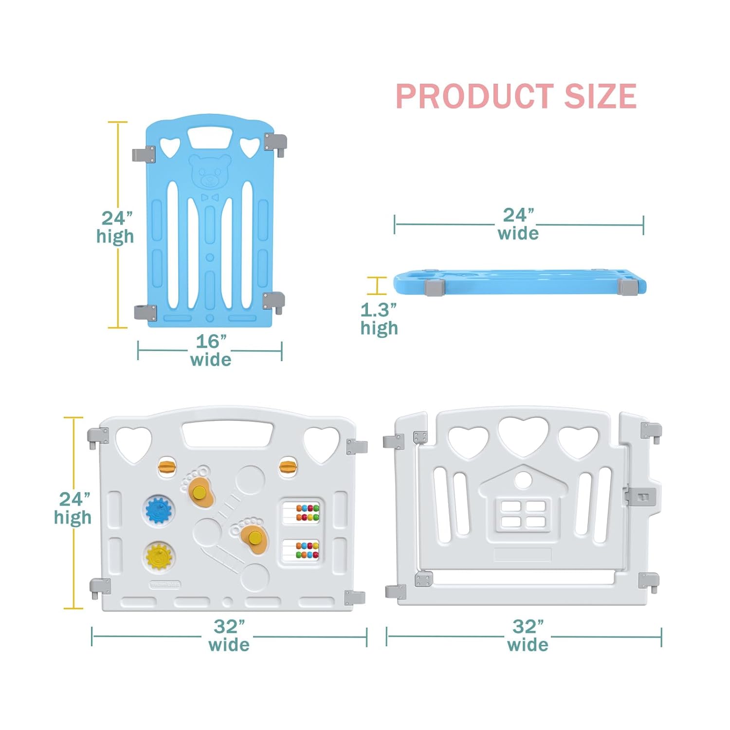 Gupamiga Baby Playpen Kids Activity Centre Safety Play Yard Home Indoor Outdoor New Pen (Multicolour, Classic Set 14 Panel)