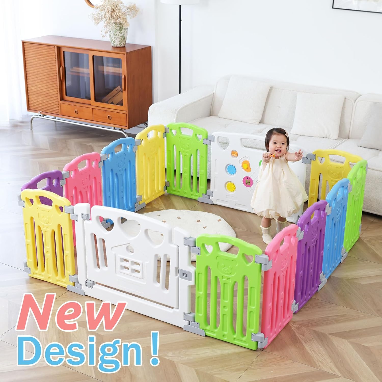 Gupamiga Baby Playpen Kids Activity Centre Safety Play Yard Home Indoor Outdoor New Pen (Multicolour, Classic Set 14 Panel)