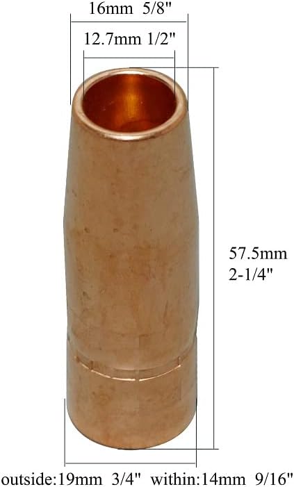 RIVERWELD MIG MAG Conical Gas Nozzle 21-50 1/2" Orifice 1/8" Recessed Tip