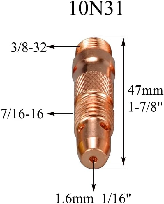 RIVERWELD TIG Collet Bodies 10N23 10N31 1/16" 1.6mm Assorted kit 10pcs