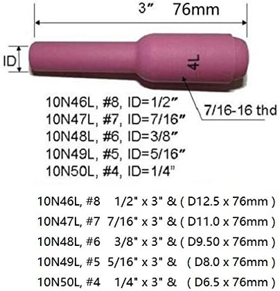 RIVERWELD TIG Alumina Nozzles Ceramic Cups 10N50L #4L 1/4" 6.5mm 10pcs