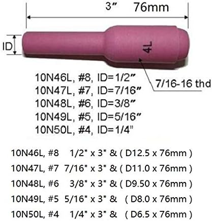 RIVERWELD TIG Ceramic Cup Long Size 10N series 4L#, 5L#,6L#, 7L#, 8L# 10pcs