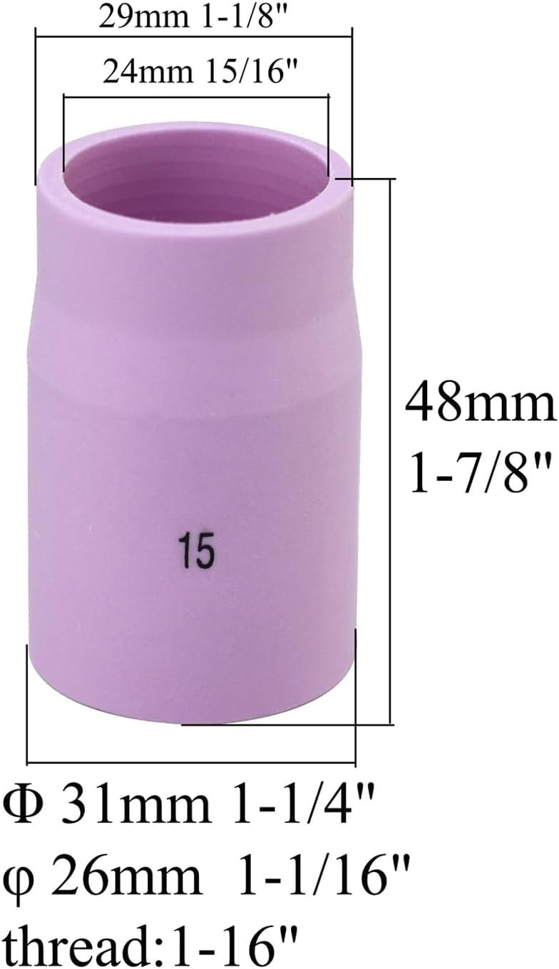 RIVERWELD TIG Gas Lens Alumina Nozzle 53N89 15# 15/16" Orifice 10pcs