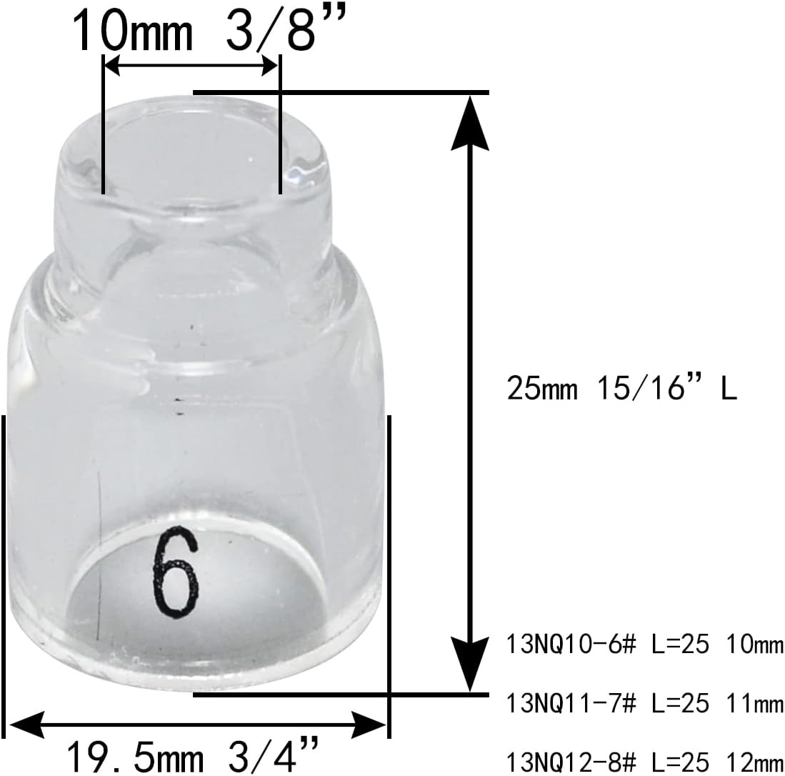 RIVERWELD TIG Quartz Nozzle Clear Glass Cups 13N12 8# 1/2" 12.5mm 4pcs