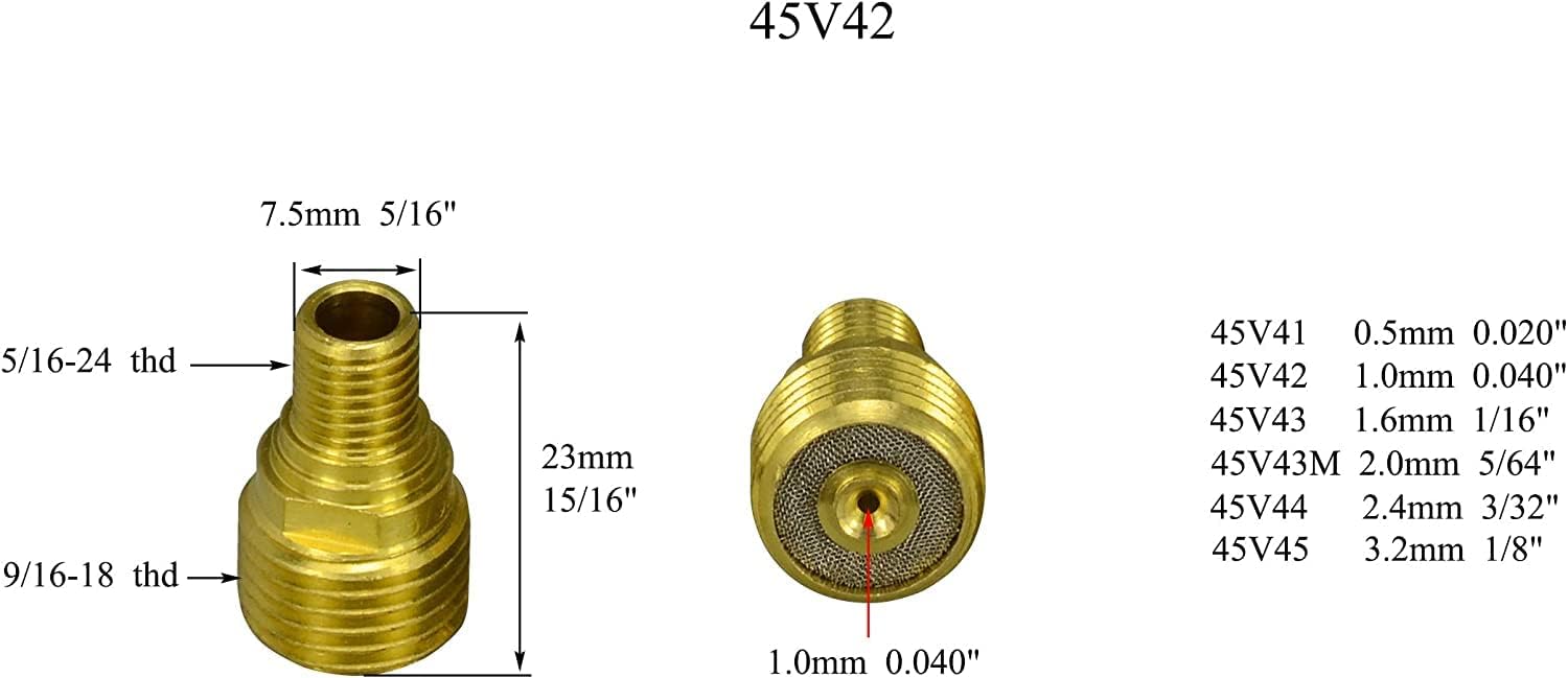 RIVERWELD TIG Gas Lens Collet Body 53N 45V Ceramic Cup 53N series kit 24pcs