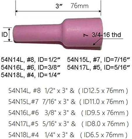 RIVERWELD TIG Gas Lens Alumina Nozzles 54N15L #7L 7/16" 11.0mm 10pcs
