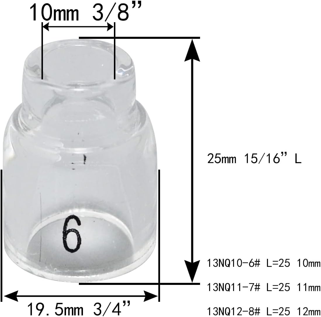 RIVERWELD TIG Glass Cups Clear Quartz Nozzle 13N11 7# 7/16" 11.00mm 4pcs