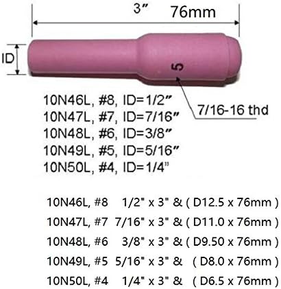 RIVERWELD TIG Alumina Nozzles Ceramic Cups 10N49L #5L 5/16" 8.00mm 10pcs