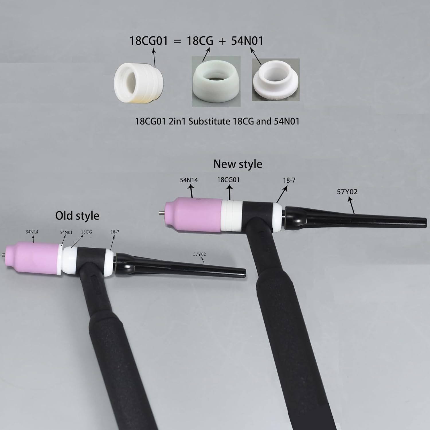 RIVERWELD TIG Insulator Cup Gasket 18CG01 2in1 Substitute 18CG and 54N01 Fit PTA DB SR WP 17 18 26 TIG Welding Torch 10pk