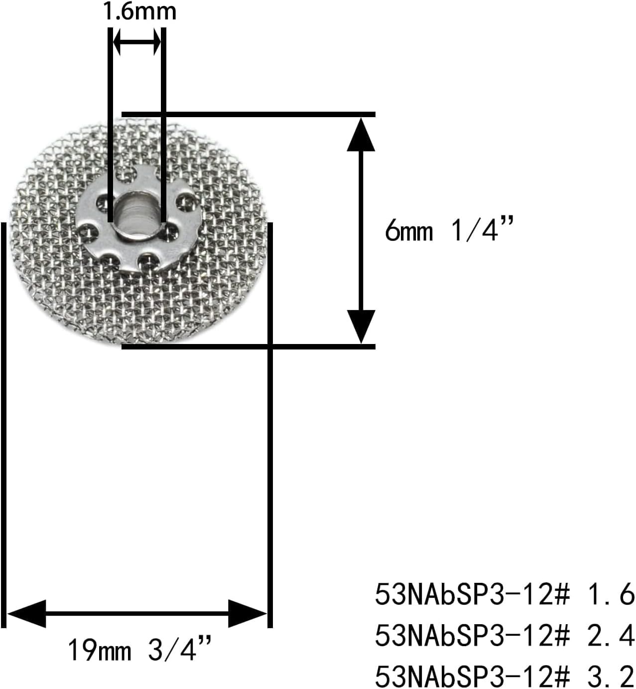 RIVERWELD TIG Screen 53NABSP3-12# 1/16" & 1.6mm 4pcs