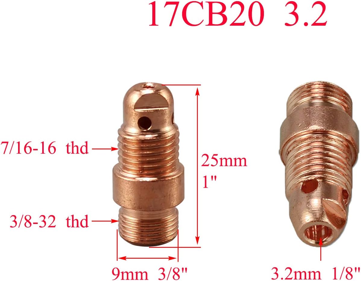 RIVERWELD TIG Welding Stubby Collet Bodies 17CB20 10N25S 1/8" 15pcs