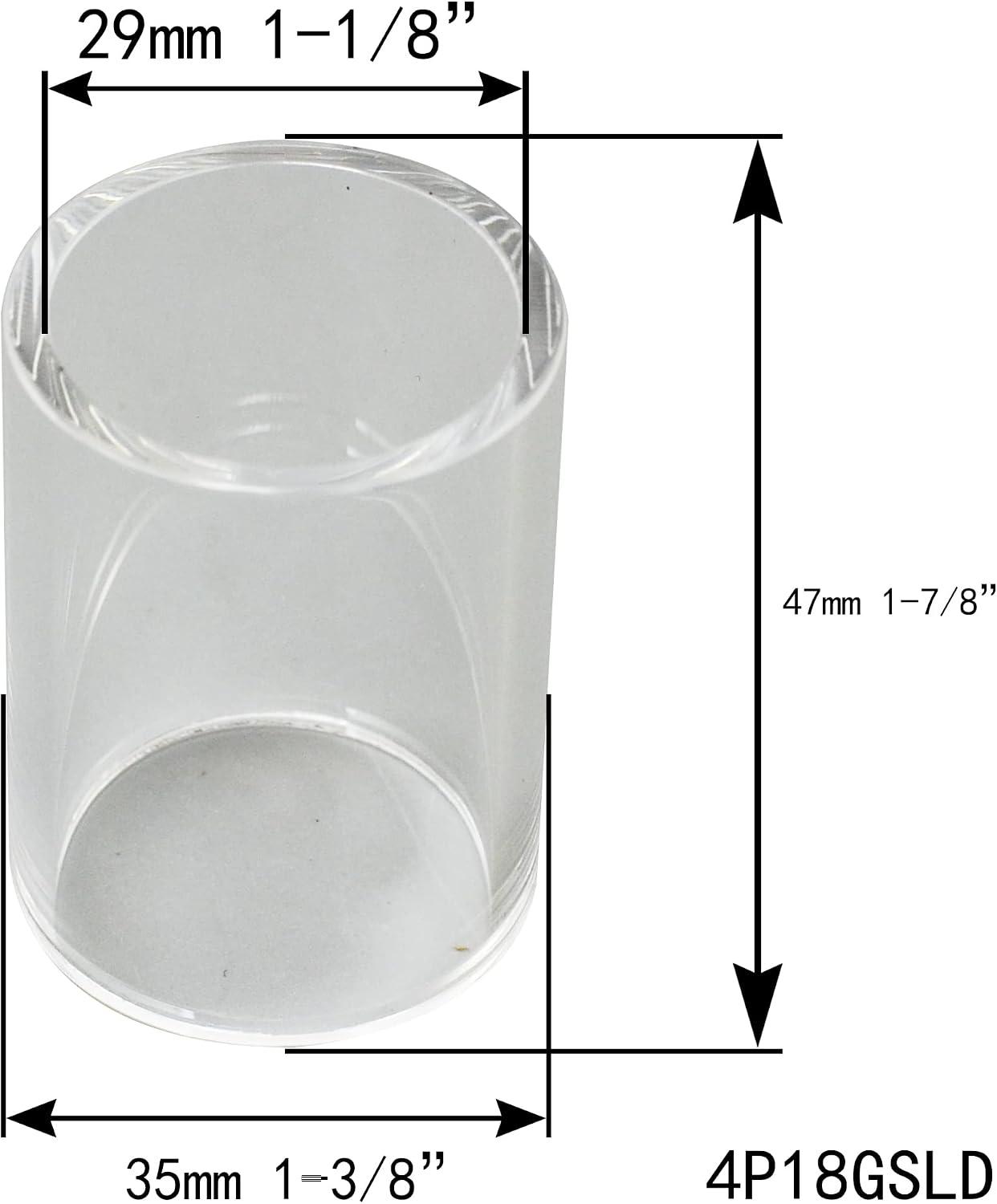RIVERWELD Glass Cups Clear Quartz Nozzle 4P18GSLD 1-1/4" & 29mm