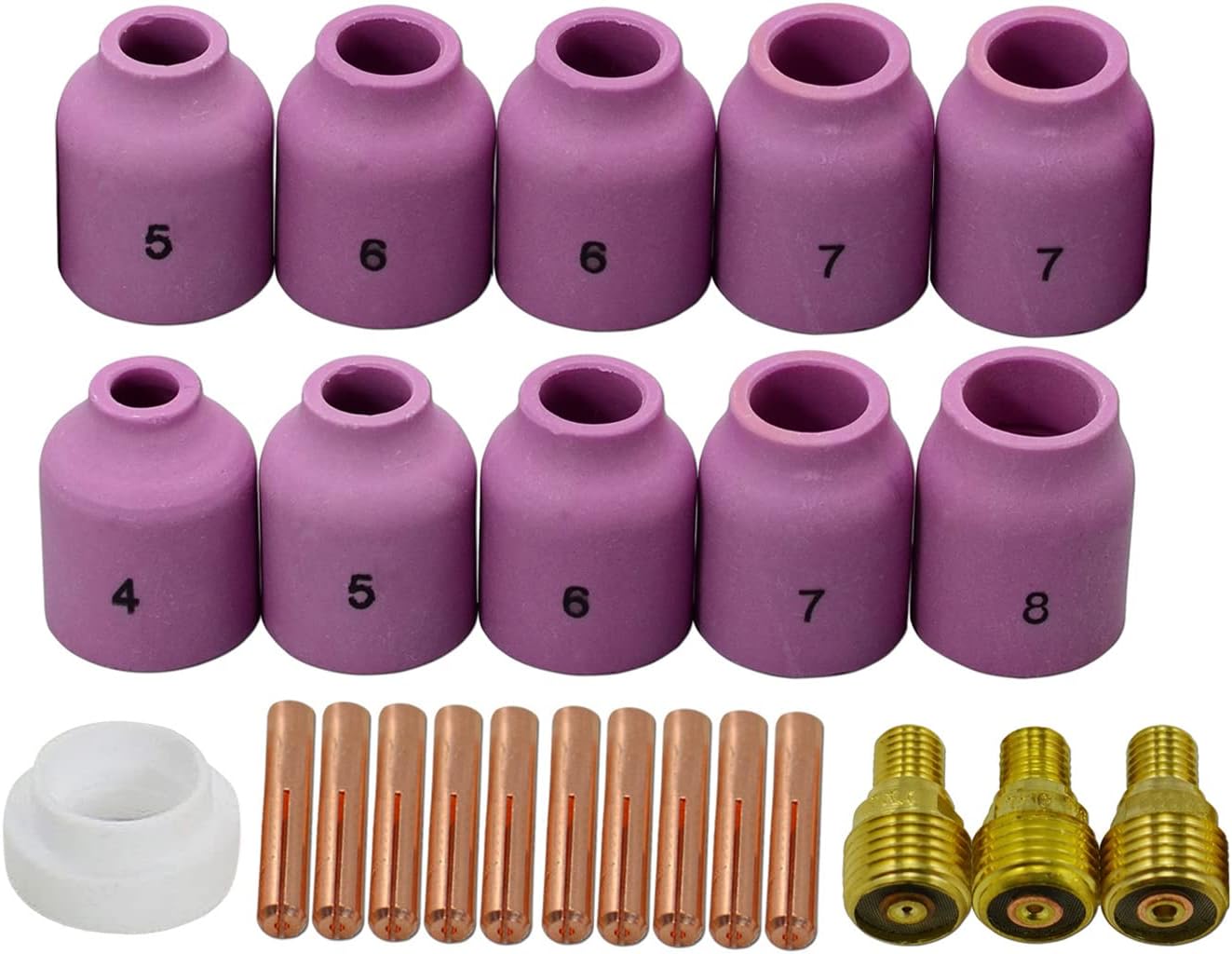 RIVERWELD TIG Gas Lens Collet Body 53N 45V Ceramic Cup 53N series kit 24pcs