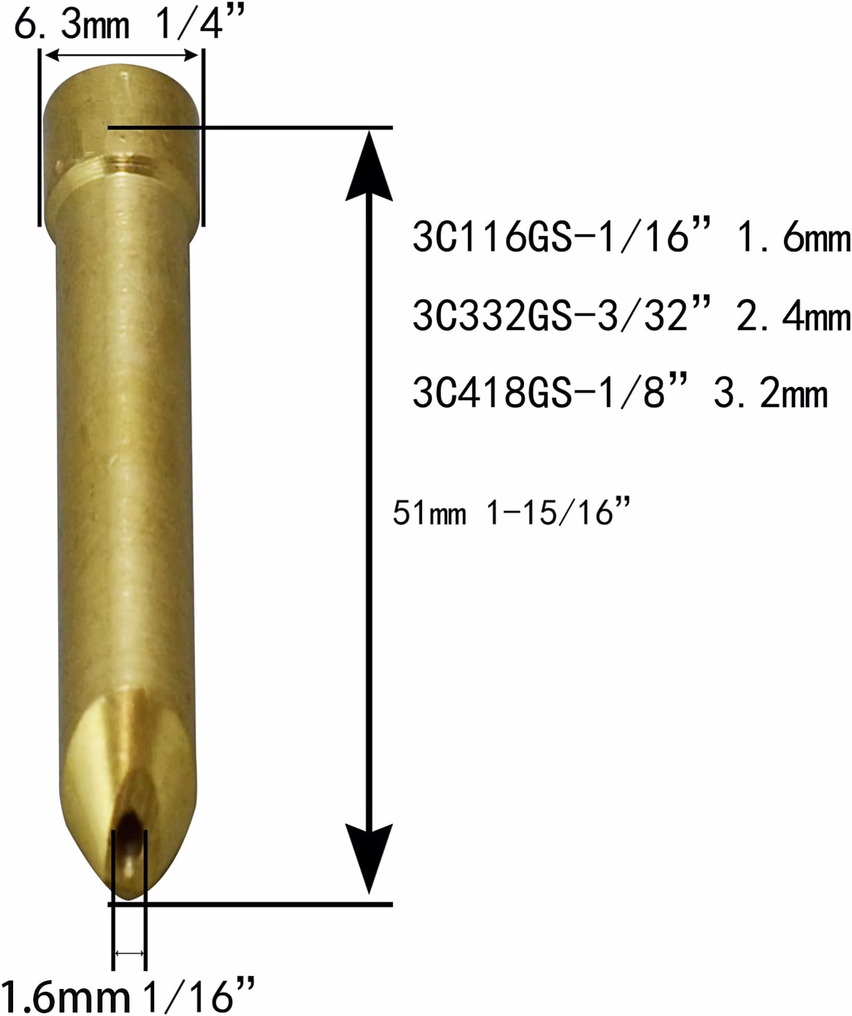 RIVERWELD TIG Long Wedge Collet 3C418GS 1/8" 3.2mm 20pcs