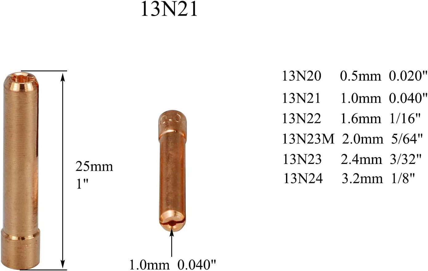 RIVERWELD TIG Torch Collets Bodies 13N26 13N21 .040" & 1.0mm Kit 15pcs