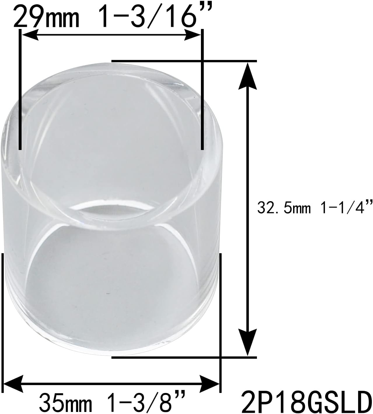 RIVERWELD Glass Cups Clear Quartz Nozzle 2P18GSLD 1-1/4" & 29mm