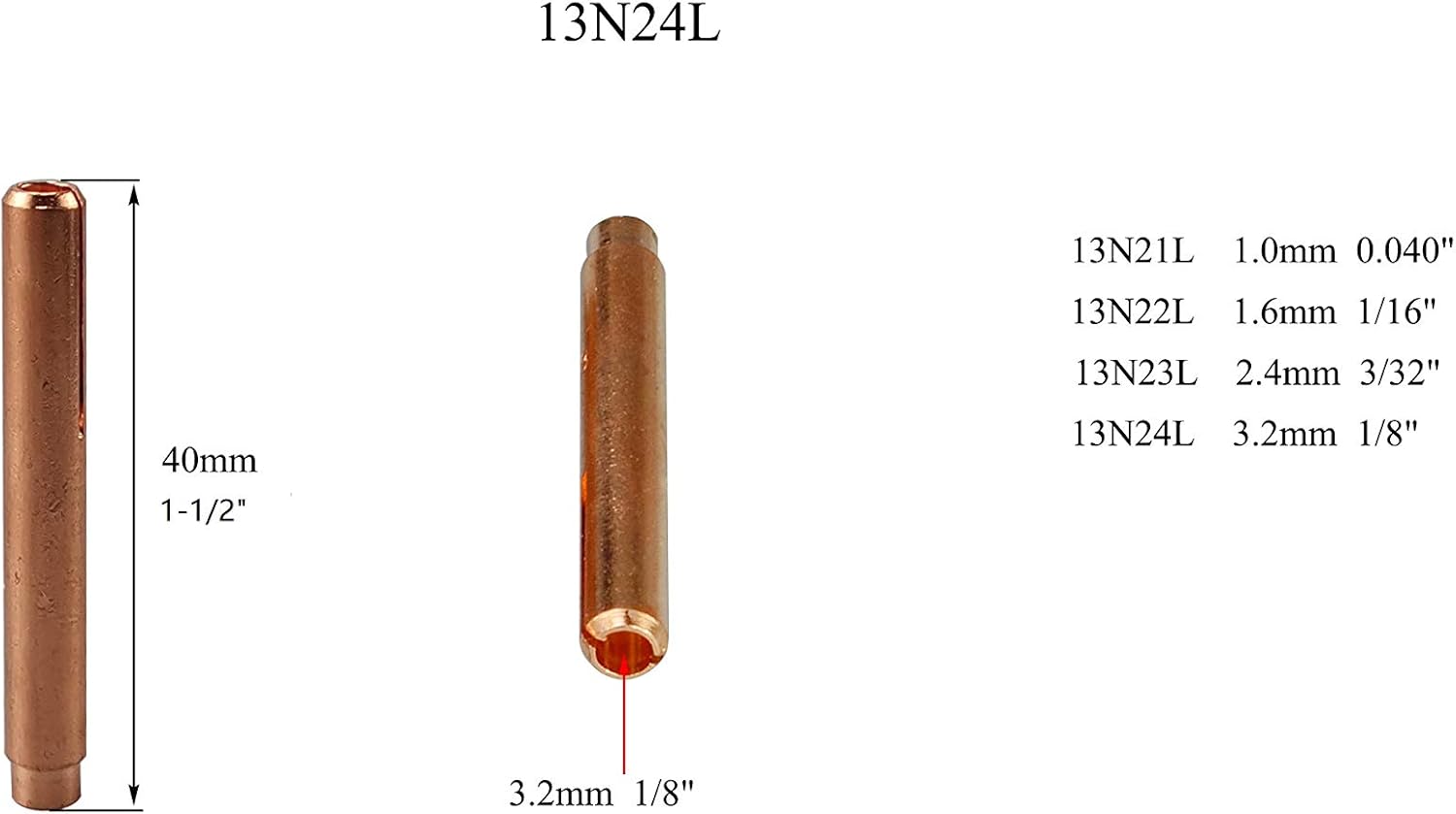 RIVERWELD TIG Gas Lens Collet Bodies 995795S 13N24L 1/8“ & 3.2mm 12pcs