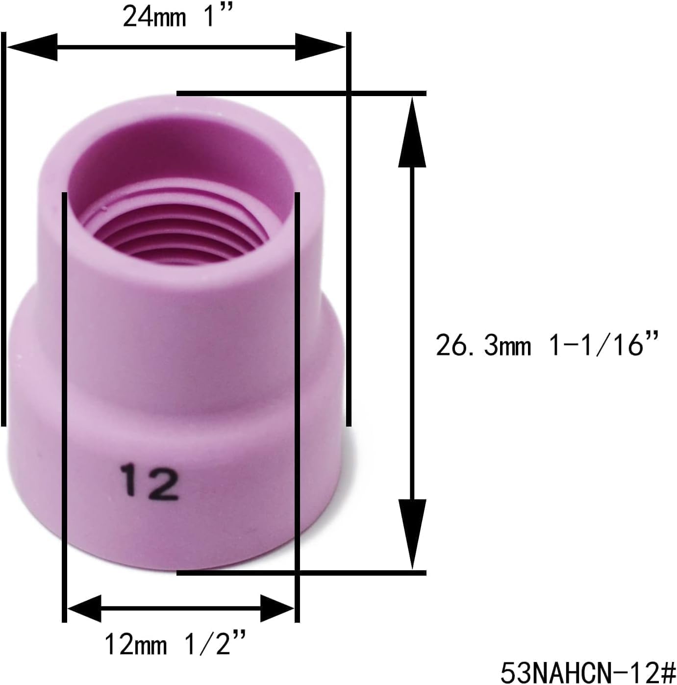 RIVERWELD TIG Alumina Nozzles Ceramic Cups 53NACN 12# 1/2" 12mm 10pcs