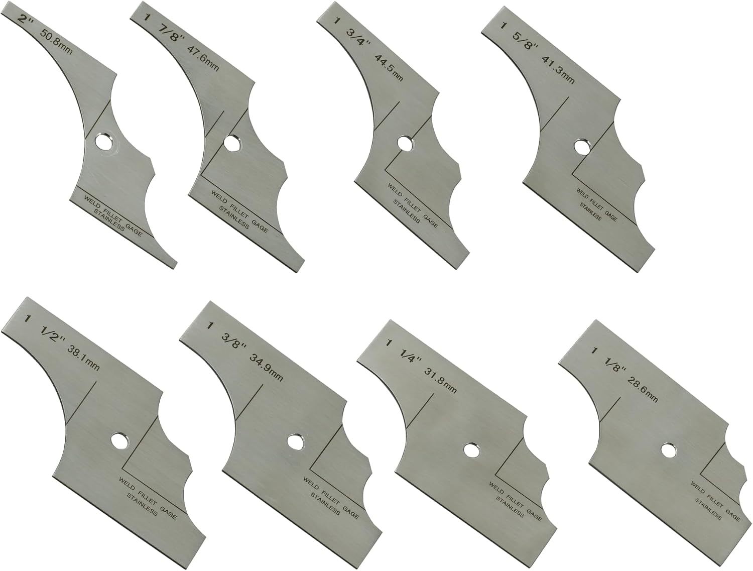 RIVERWELD 8 Piece Fillet Weld Set 1-1/8" increments to 2" Inch RL Gauge